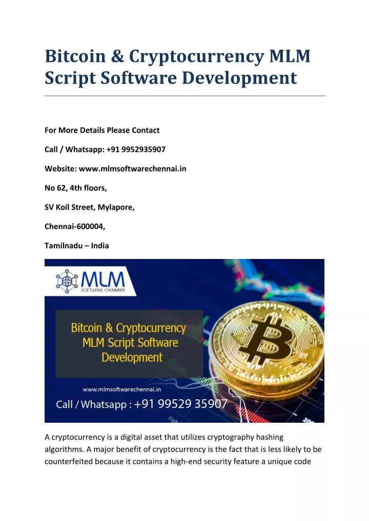 bitcoin cryptocurrency mlm script software