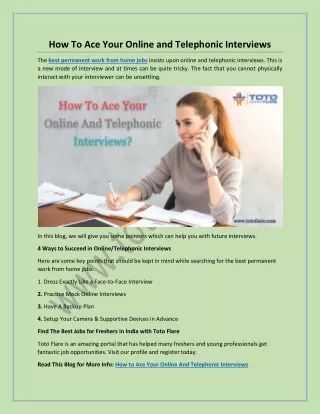 How To Ace Your Online and Telephonic Interviews