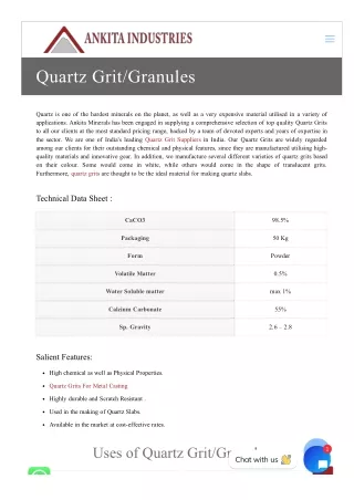 Quartz Grit Suppliers in India