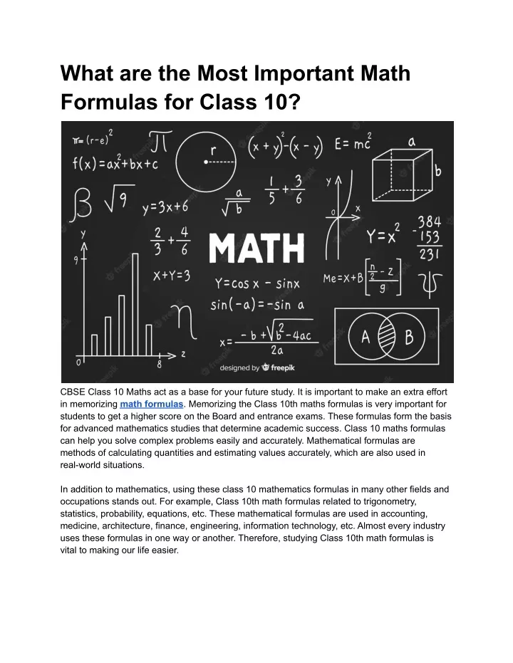 what are the most important math formulas