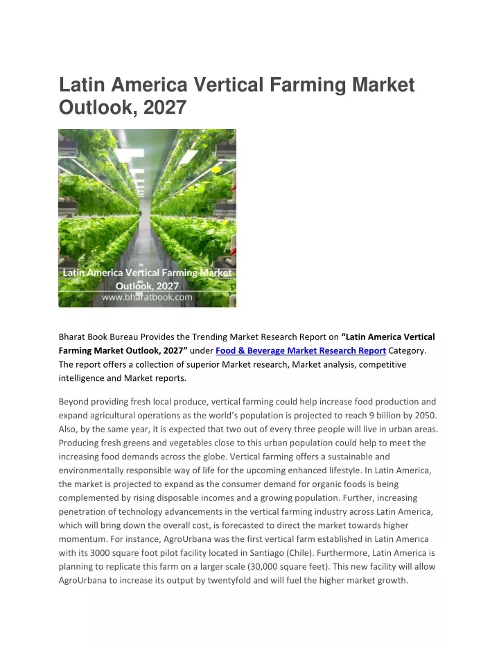 latin america vertical farming market outlook 2027