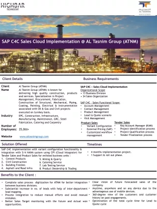 sap c4c sales cloud implementation @ al tasnim