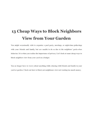 13 cheap ways to block neighbors