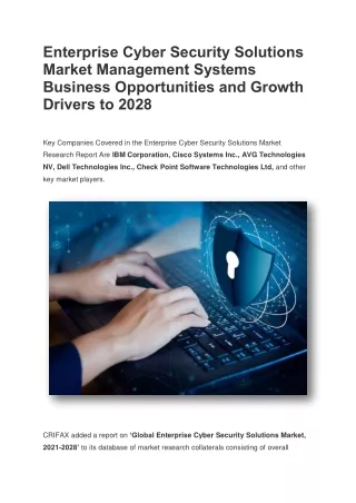 Enterprise Cyber Security Solutions Market Report Growth Drivers to 2028