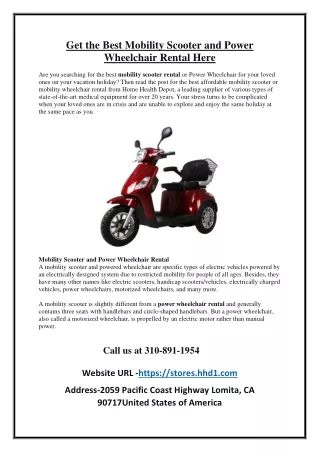Best Mobility Scooter and Power Wheelchair Rental in CA