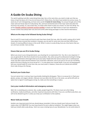 A Guide On Scuba Diving