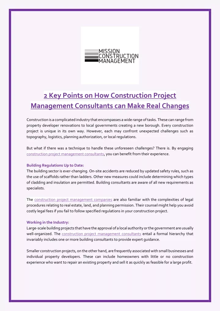 2 key points on how construction project