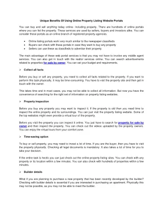 unique benefits of using online property listing
