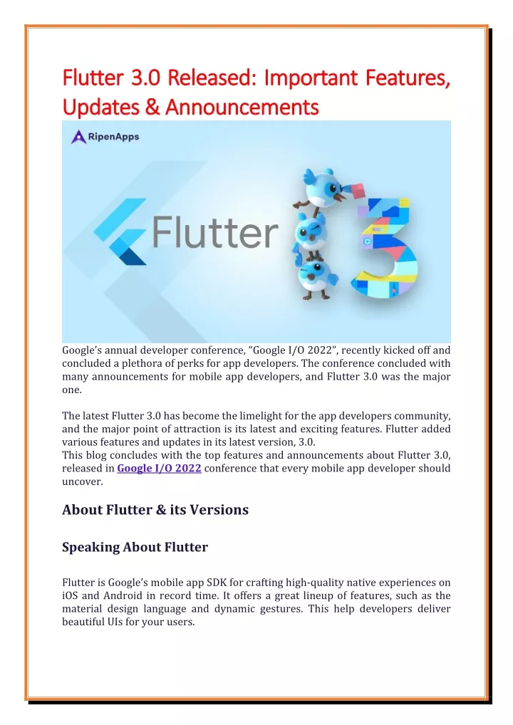 flutter 3 0 released important features flutter