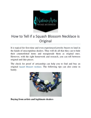 How to Tell if a Squash Blossom Necklace is Original