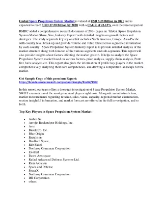 global space propulsion system market is valued