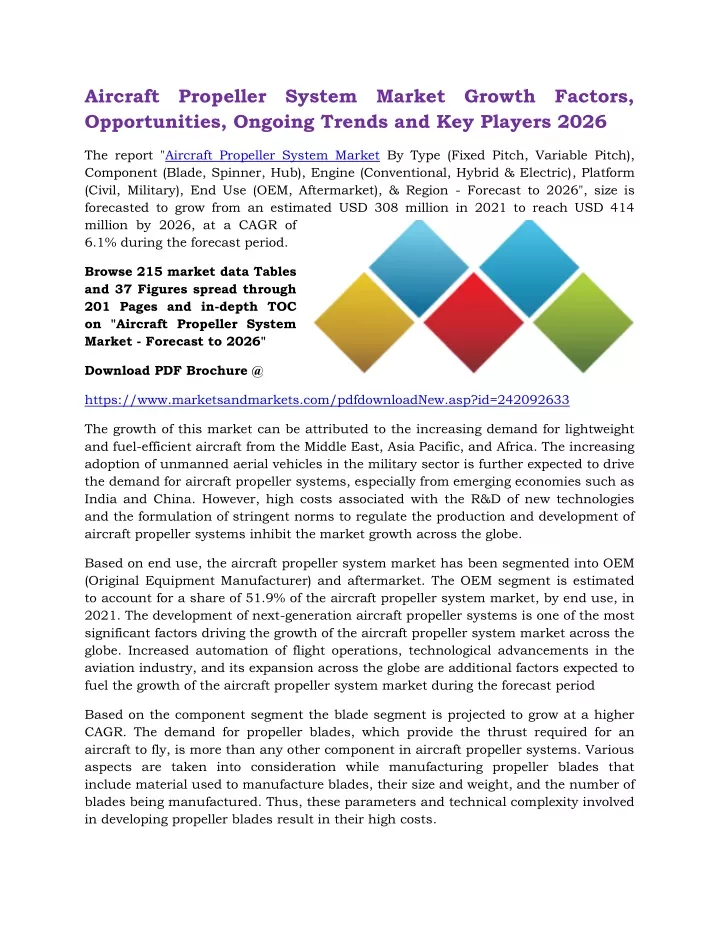 aircraft propeller system market growth factors