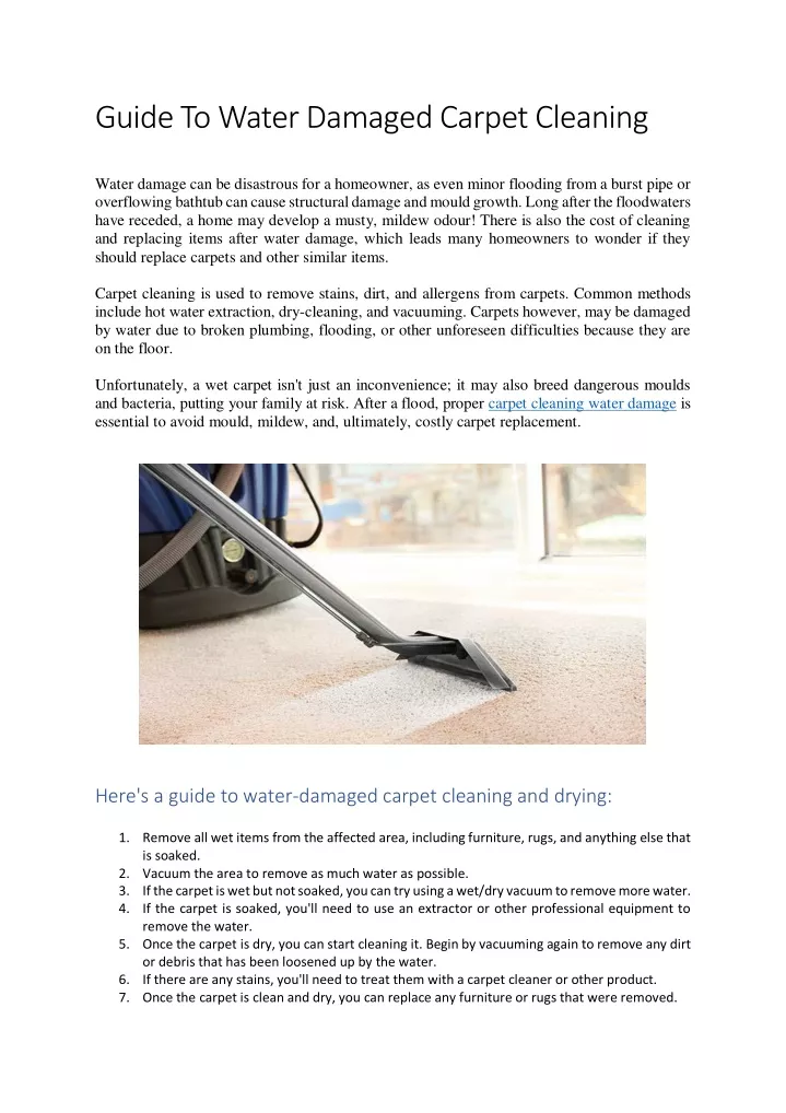 guide to water damaged carpet cleaning