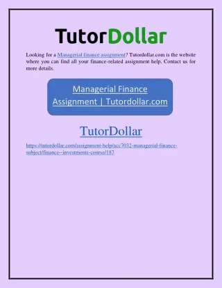Managerial Finance Assignment Tutordollar.com