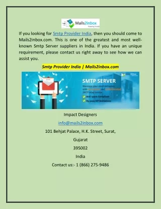 if you looking for smtp provider india then
