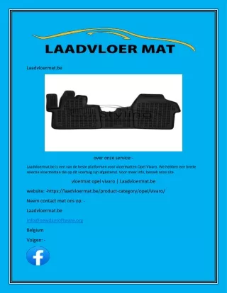 vloermat opel vivaro  Laadvloermat.be