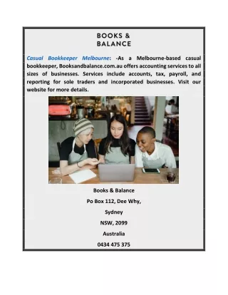 casual bookkeeper melbourne as a melbourne based