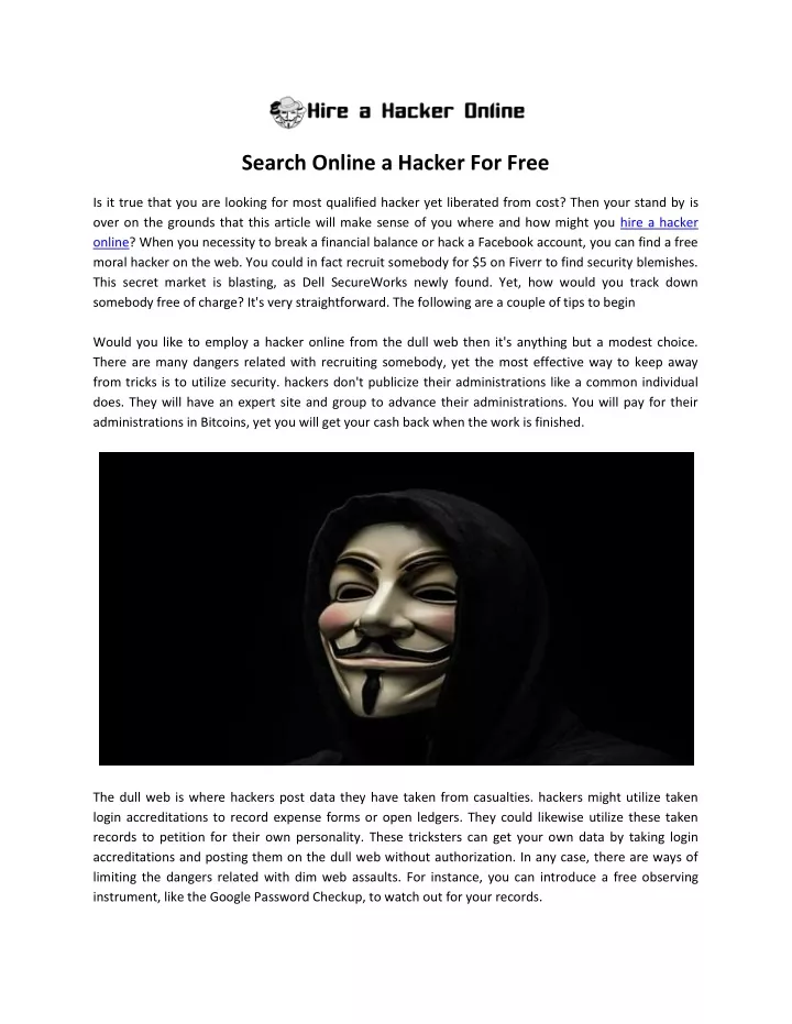 search online a hacker for free
