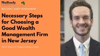 Necessary Steps for Choosing a Good Wealth Management Firm in New Jersey
