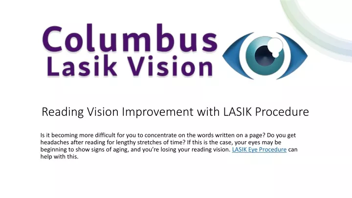 reading vision improvement with lasik procedure