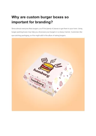 why are custom burger boxes so important