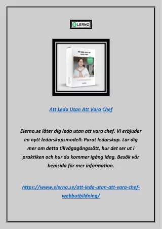 att leda utan att vara chef