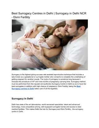Best Surrogacy Centres in Delhi _ Surrogacy in Delhi NCR - Ekmi Fertility