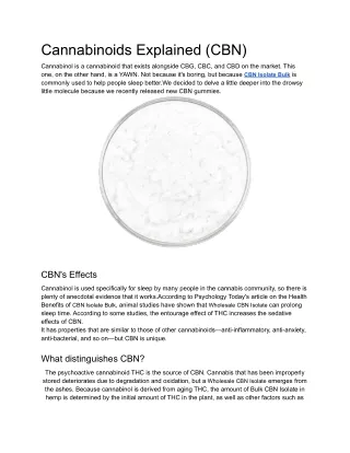 Cannabinoids Explained (CBN)