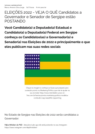 ELEIÇÕES 2022 - VEJA O QUÊ Candidatos a Governador e Senador de Sergipe estão POSTANDO