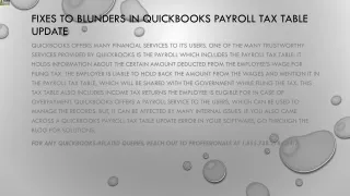 fixes to blunders in quickbooks payroll tax table update