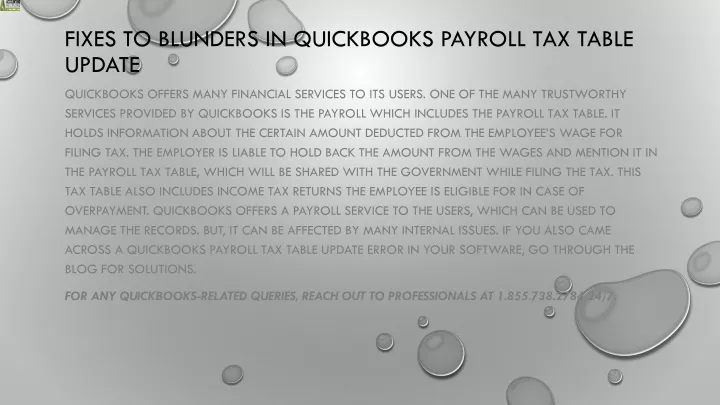 fixes to blunders in quickbooks payroll tax table update