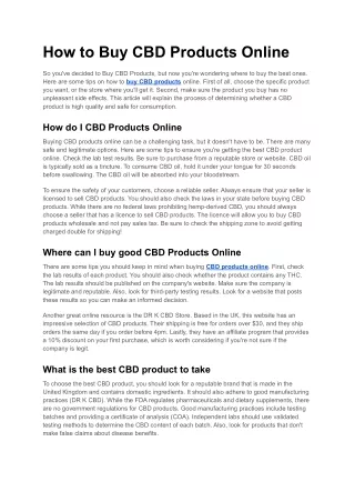 How to Buy CBD Products Online