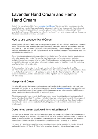 Lavender Hand Cream and Hemp Hand Cream