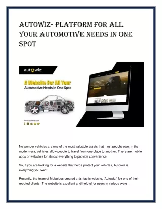 Autowiz- Platform for All Your Automotive Needs In One Spot