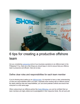6 tips for creating a productive offshore team