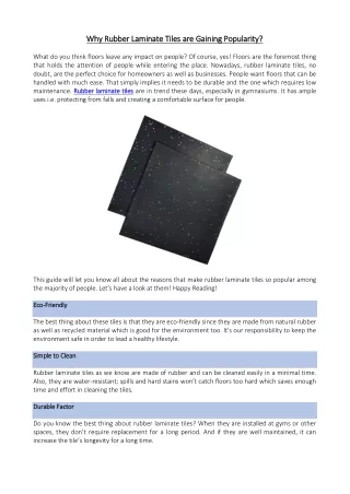 why rubber laminate tiles are gaining popularity