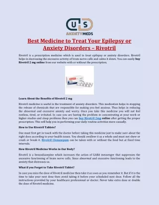 Best Medicine to Treat Your Epilepsy or Anxiety Disorders