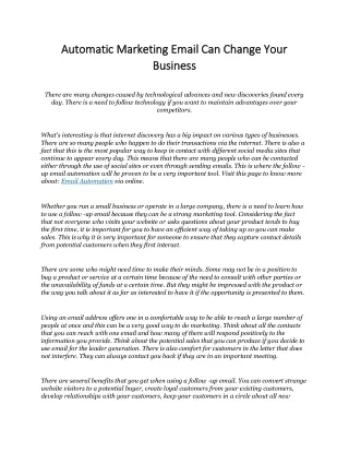 automatic marketing email can change your