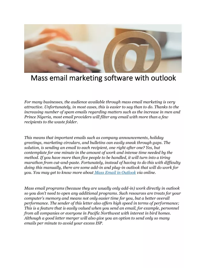 mass email marketing software with outlook mass