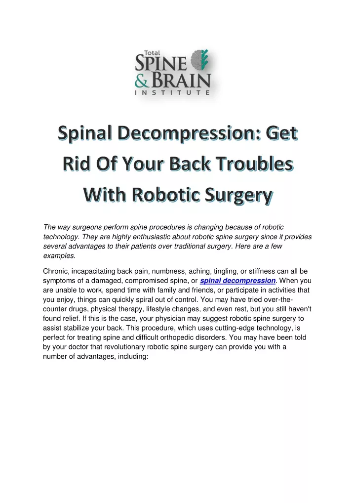 the way surgeons perform spine procedures