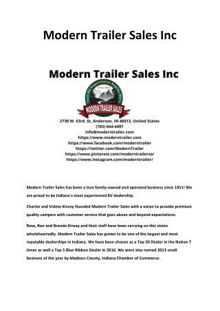 Modern Trailer Sales Inc