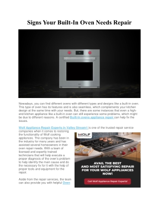Signs Your Built-In Oven Needs Repair