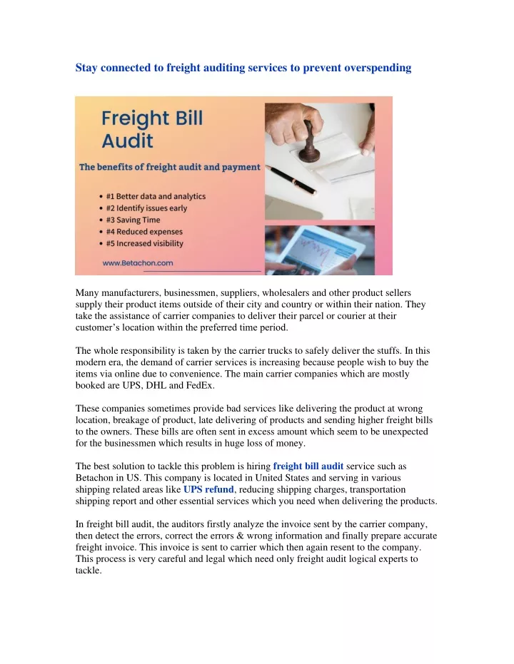 stay connected to freight auditing services