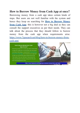 How to Borrow Money from Cash App at once?