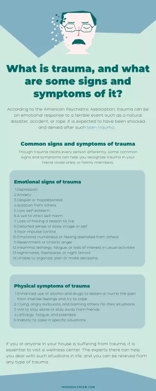 What is trauma, and what are some signs and symptoms of it?