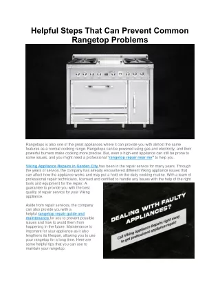 Helpful Steps That Can Prevent Common Rangetop Problems