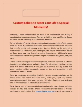 Custom Labels To Meet Your Life's Special Moments