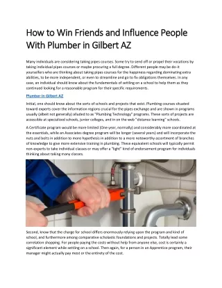 How to Win Friends and Influence People With Plumber in Gilbert AZ