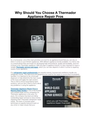 Why Should You Choose A Thermador Appliance Repair Pros
