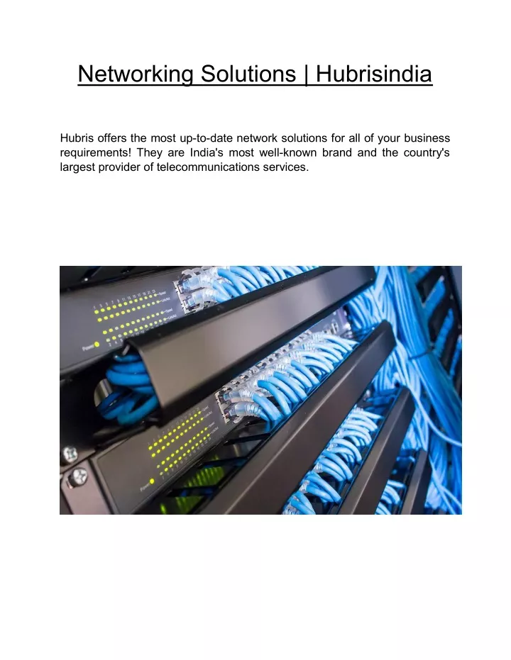 networking solutions hubrisindia